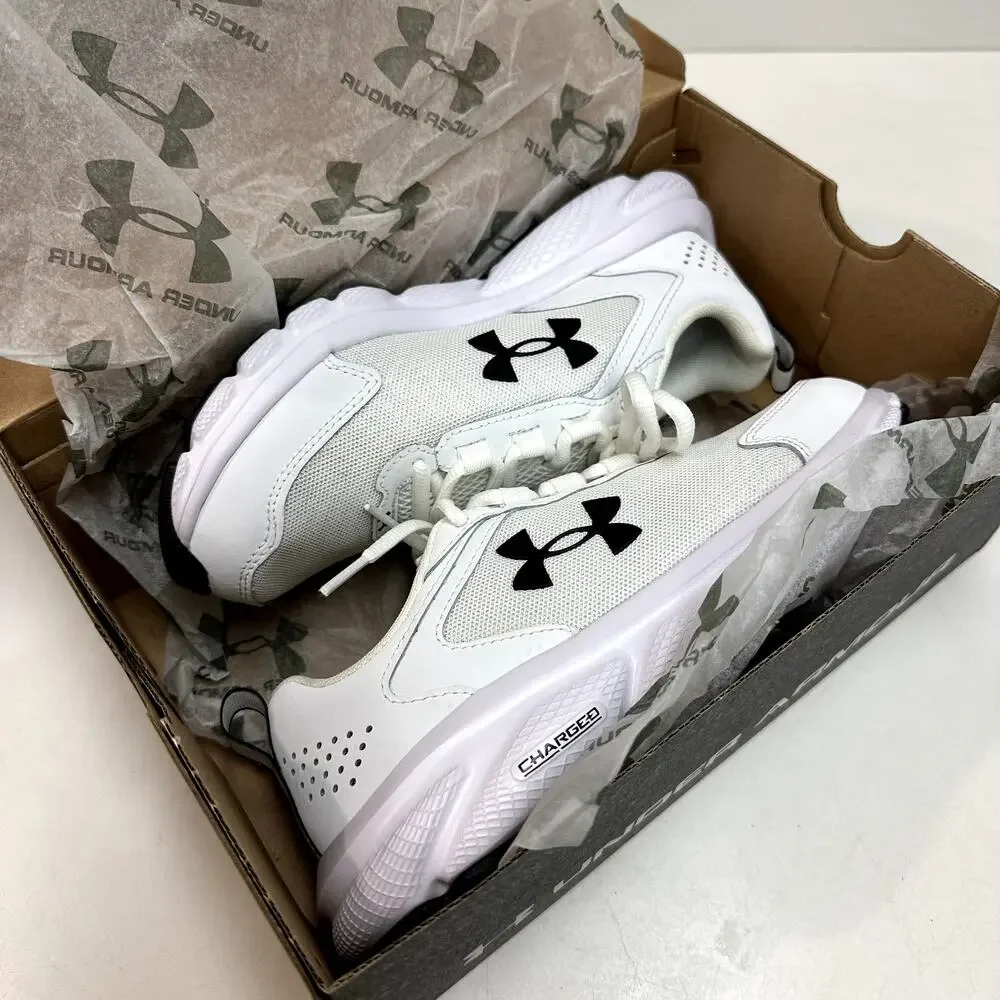 NIB NOS Under Armour W Charged Assert 9 White Sneaker Mesh Runner 7 Wide (D) - Picture 2 of 9